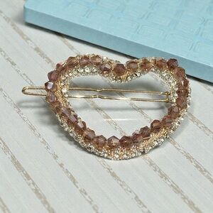 Heart-Shaped Gold and Brown Hair Clip